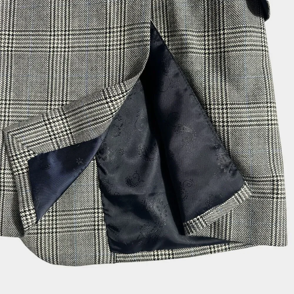 JOHN NORDSTROM Mens Blazer Sport Coat 2 Button Jacket 42R Gray Glan Plaid Wool